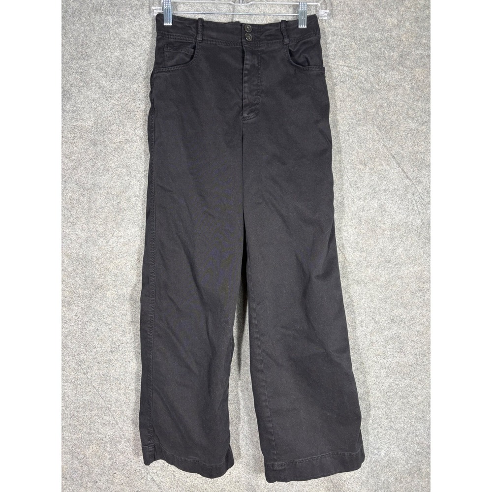 Massimo Dutti Womens Black Wide Leg High Rise Trousers Pants Size 2 5081-538-800